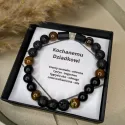 Bransoletka z kamieni naturalnych prezent na dzień dziadka turmalin cytryn Bogactwo Ochrona